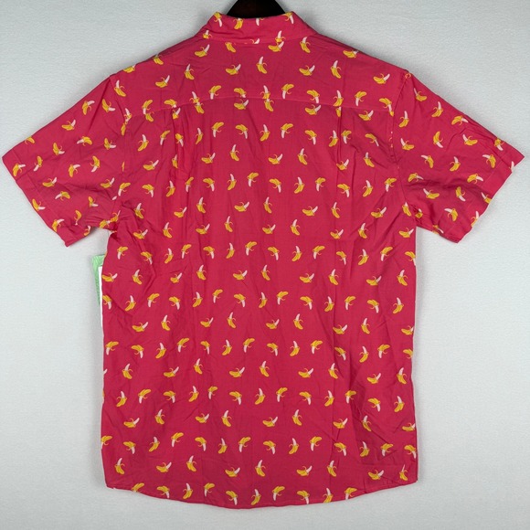 NEW Tipsy Elves Hawaiian Shirt Mens Large Pink Banana AOP Short Sleeve Button Up - Picture 3 of 11